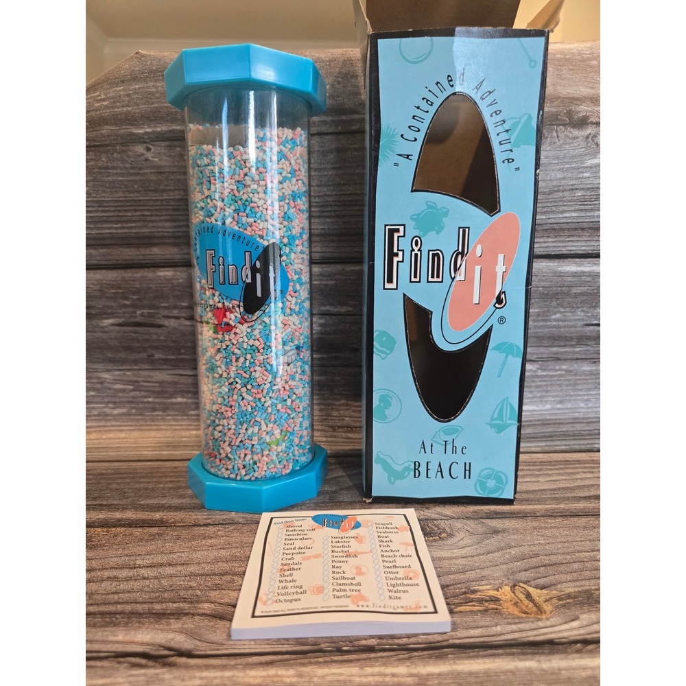 Find It Games At The Beach Hidden Object Sensory Game Blue Tube with Box